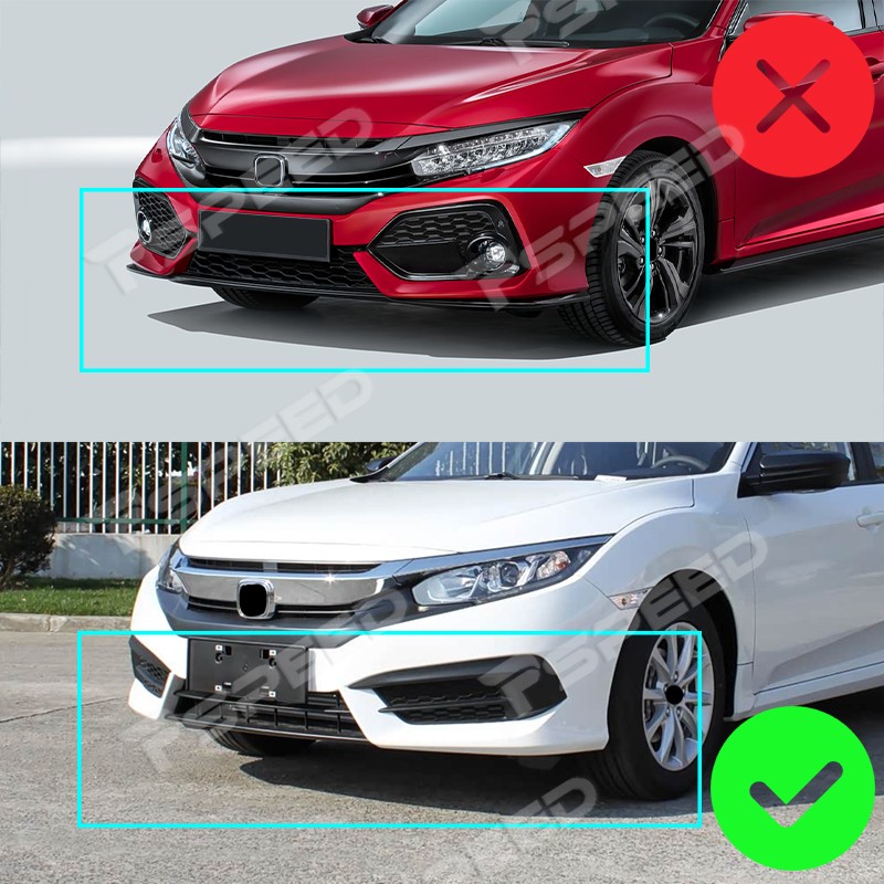 Matte Black Front Bumper Spoiler Lip Trim For Honda Civic 10th 4DR 2016-2021 gallery