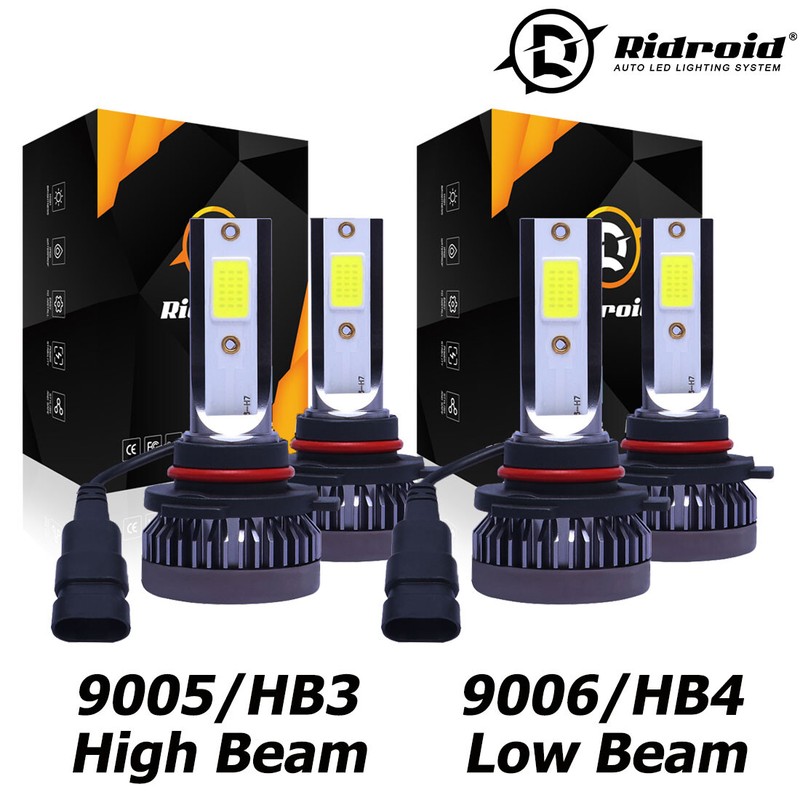Cool White 6000K LED Headlight Kit 9005 9006 Bulbs High + Low Beam Combo Lamp