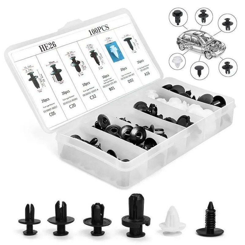 For Hyundai 100Pcs Bumper Hood Clips Retainer Rivet Fastener Fender Push Pin US