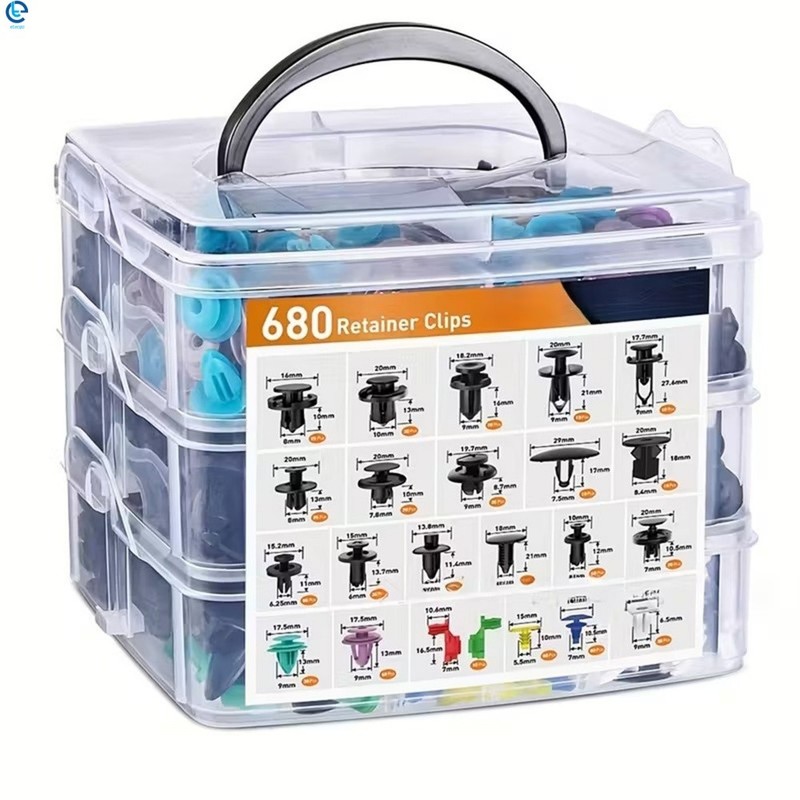 Fastener Assortment 6-10mm Plastic Holes 680*Push Retainer Multicolor Clip Auto