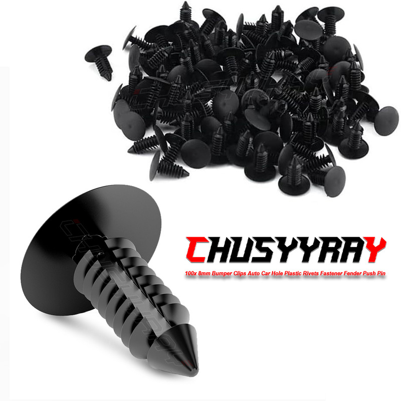 100 Push Type Clip Plastic Retainer Bumper Fender Fir Tree Fastener Fits 7.6mm