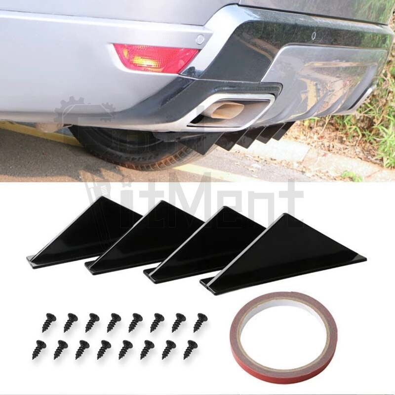For VW Golf 00-22 Black Curved Rear Bumper Addon Lip Diffuser Fin Spoiler gallery