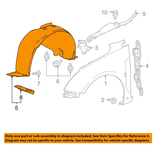 For 11-16 Chevy Cruze Front Splash Shield Inner Fender Liner Skirt Right Side gallery