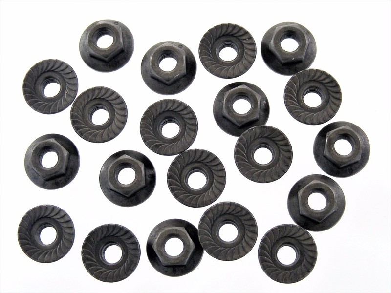 Honda Nuts- M6-1.0 Thread- 10mm Hex- 16mm Serrated Flange- 20 nuts- #193