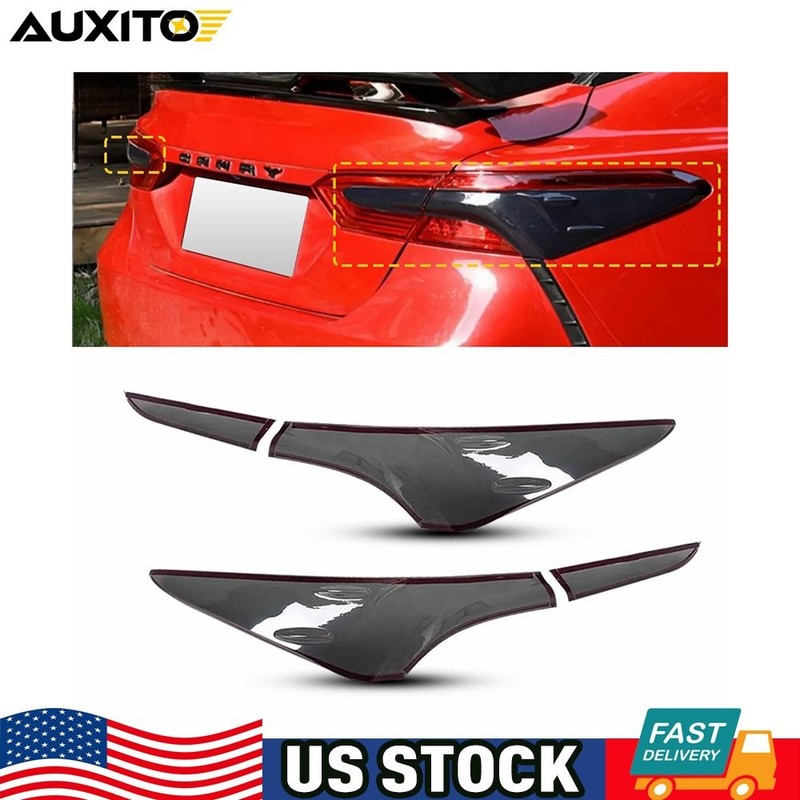 For Toyota Camry 2018-2023 Glossy Black Smoke Rear Taillight Cover Trim Decor P