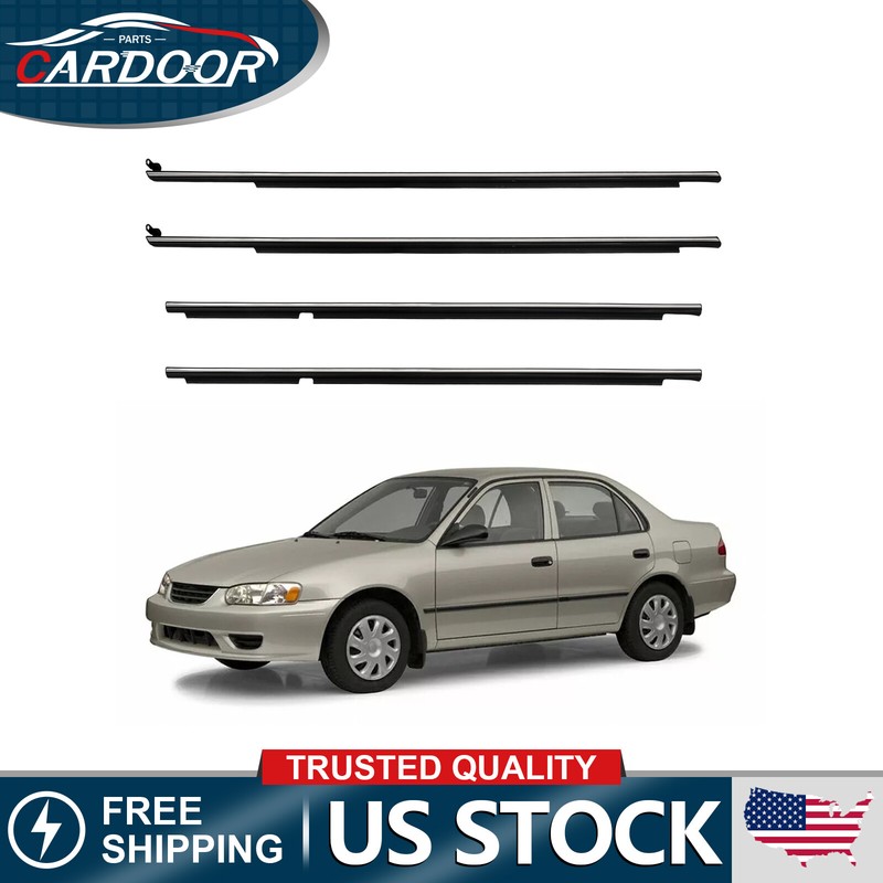 4x Weather Strips Window Moulding Trim Seal Belt For 1995-02 Toyota For Corolla