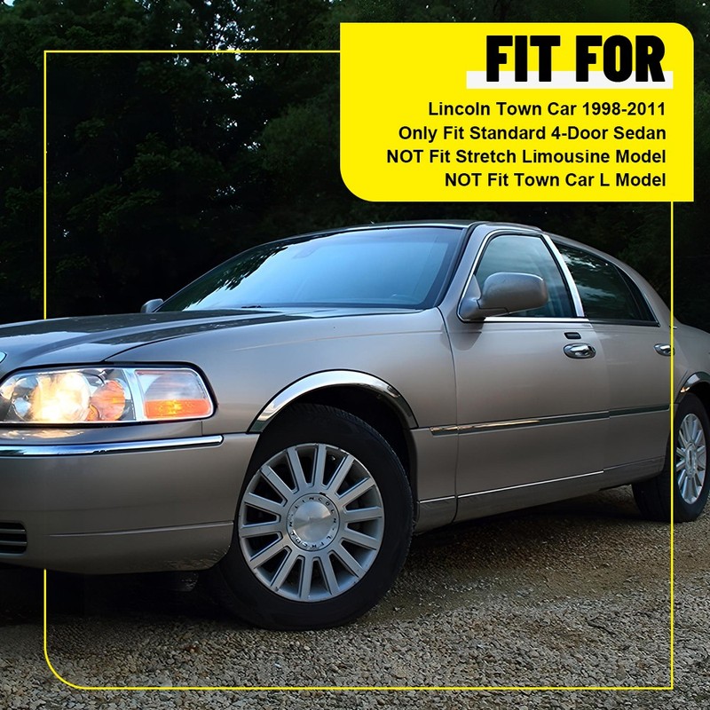 6PCS Fit For Lincoln Town Car 1998-2011 Chrome Pillar Posts Door Side Trim Cover gallery