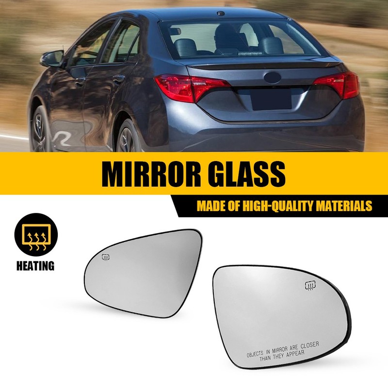 2x Mirror Glass Replacement Heated w/Backing LH RH For 2014-2019 Toyota Corolla