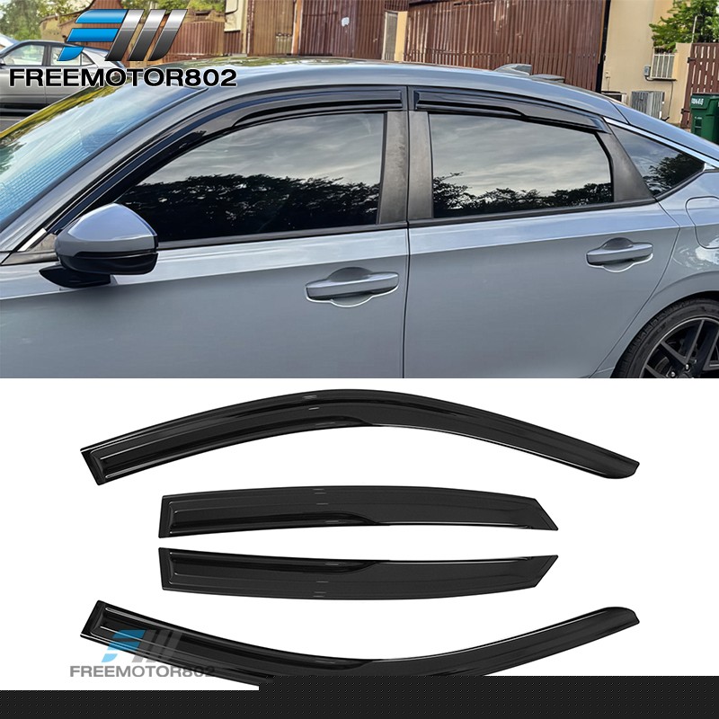 Fits 22-26 Honda Civic Hatchback Window Visors Mugen Style Rain Shield Guard 4PC
