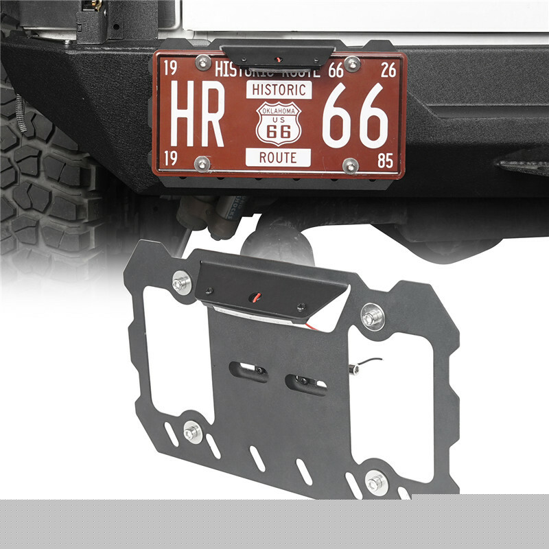 License Plate Mounting Bracket w/ LED Light Fit Jeep Wrangler CJ YJ TJ JK JL JT