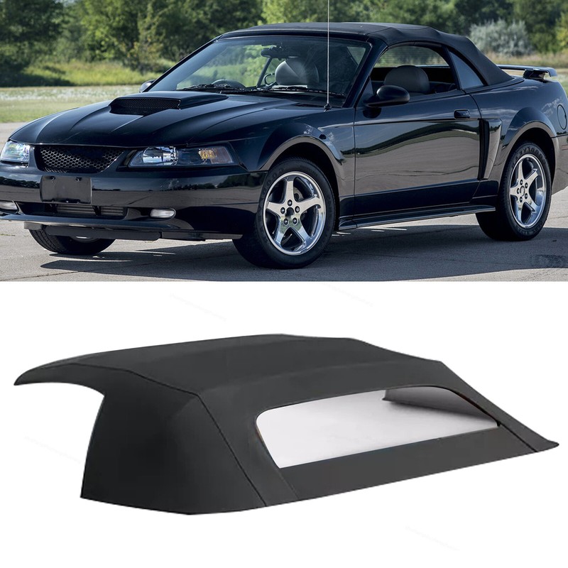 Soft Top W/window Plastic Convertible BLK Fit For 1994 1995-2004 Ford Mustang