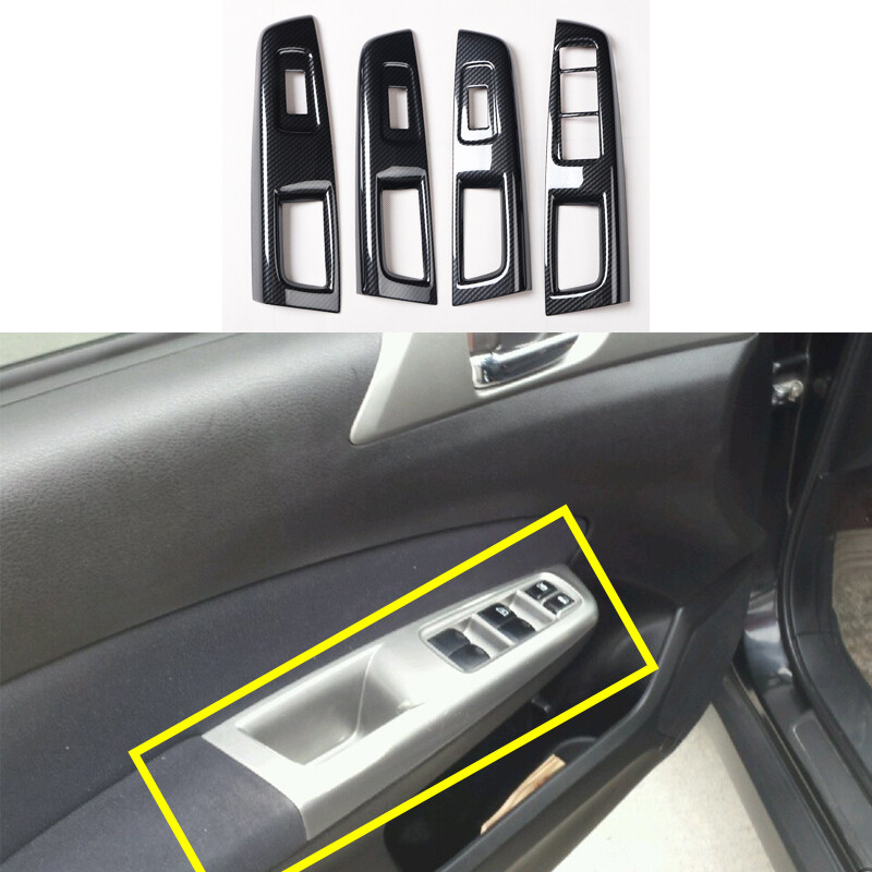 Carbon Fiber Look window lift Panel Cover Trim For Subaru Forester 2008-12