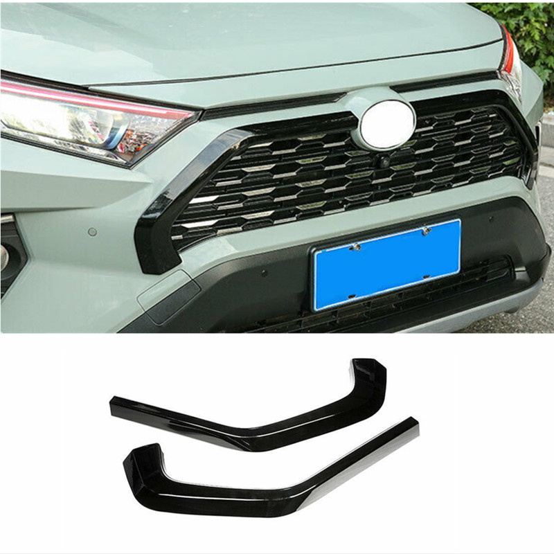 For Toyota RAV4 2019-2024 Black Front Center Mesh Grille Grill Strip Cover 2pcs
