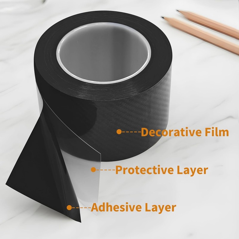 For VW Carbon Fiber Vinyl Wrap Tape 2.7In x 33ft Door Sill Protector Trim Film gallery