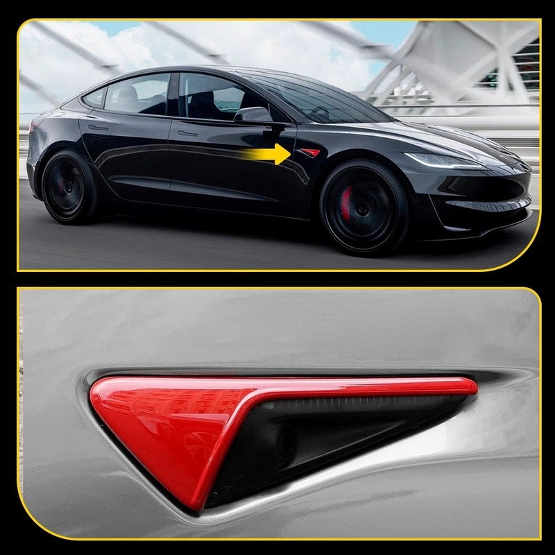 Side Fender Camera Vent Cover Decor For 2015-2023 Tesla Model 3 S X Y Glossy Red gallery