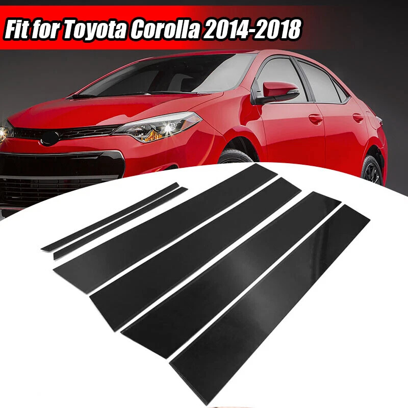 6x Glossy Black Window Pillar Posts Door Trim Cover For Toyota Corolla 2014-2018