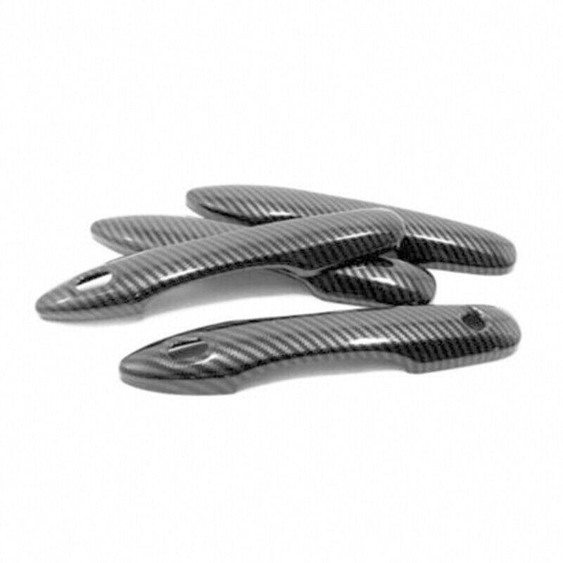 Black carbon fiber Car door Handle Cover Trim smart keyless sensor ABS Plastic