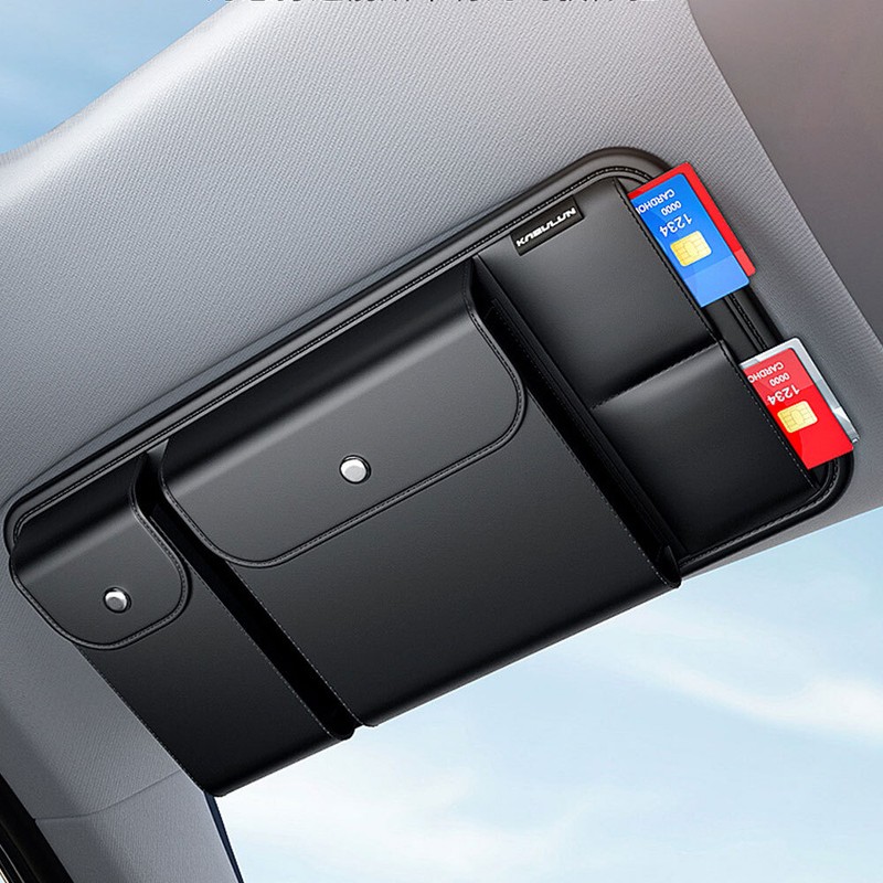 Luxury PU Leahter Car Sun Visor Organizer Accessories Visor Panel Storage Bag ,