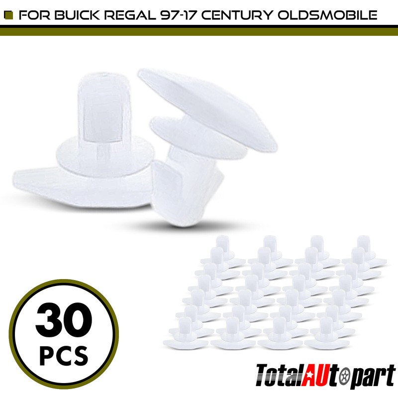 30Pcs Weatherstrip Retainer Clips for Buick Regal 97-17 Century Olds 5mm Nylon