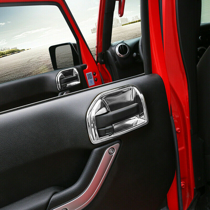 4pcs Door Handle Bowl Cover Trim Chrome for Jeep Wrangler JK 2011-17 Accessories gallery