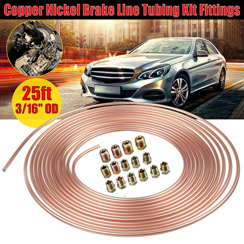 Car 3/16in OD 25ft Roll Copper Nickel Car Brake Fuel Line Tubing Kit Fittings gallery