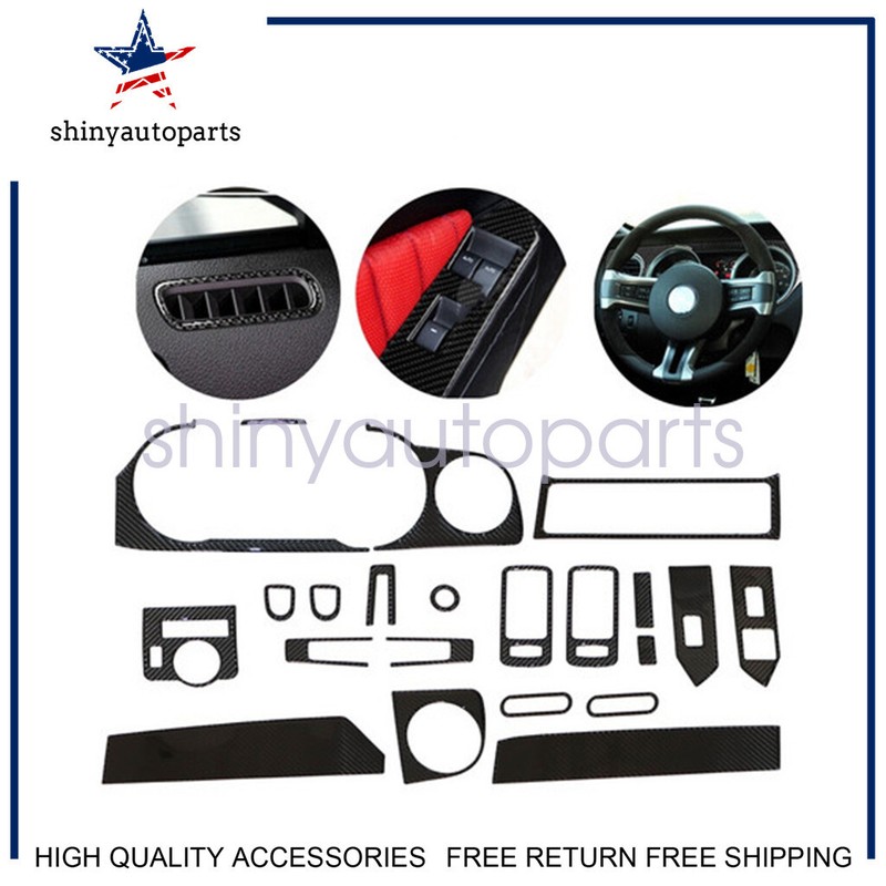 21x Fits Ford Mustang 2009 2010-2013 Carbon Fiber Full Set Interior Trim