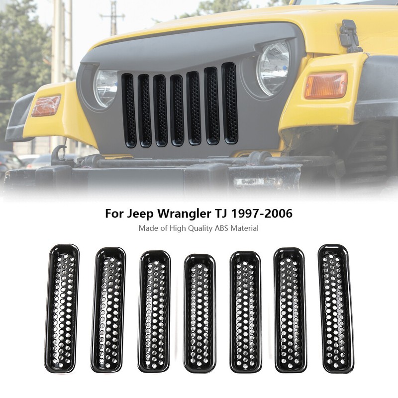 Front Grille Cover Insert Mesh Grill Shell fit For Jeep Wrangler TJ Accessories