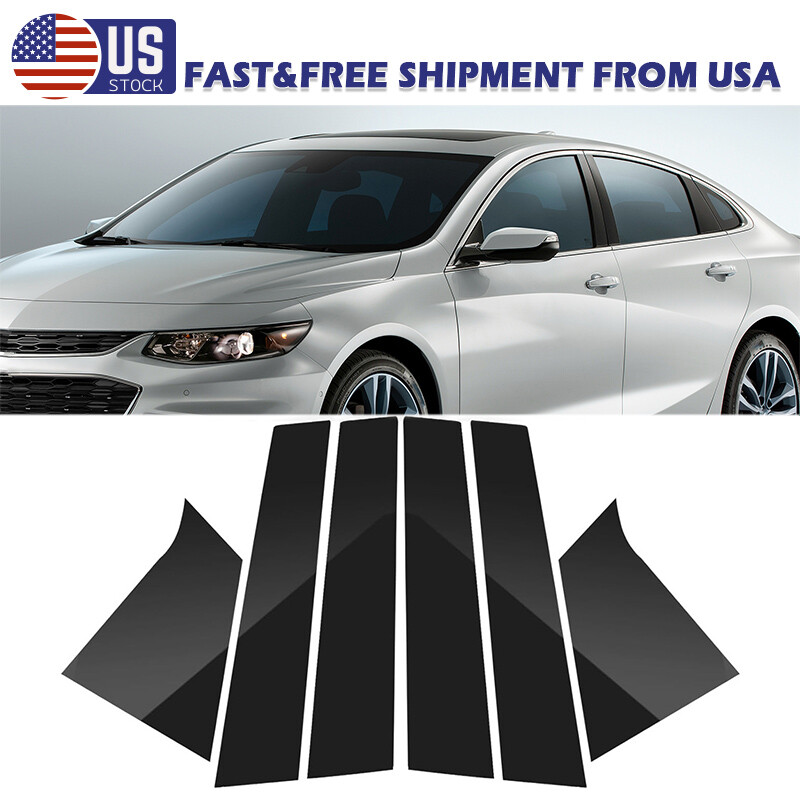 For 16-2021 Chevrolet Malibu Door Pillar Post Trims Gloss Black Car Accessories-
