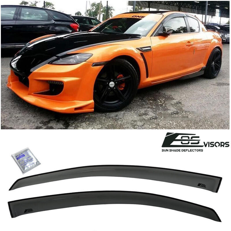 EOS Visors For 03-12 Mazda RX-8 JDM Tape-On Side Window Rain Guard Deflectors