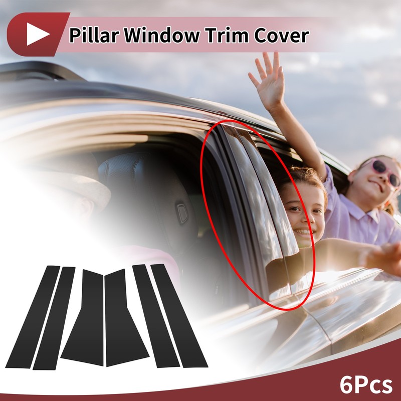 6 Pcs Car Door Pillar Window Trim for Acura MDX 2007-2013 Black