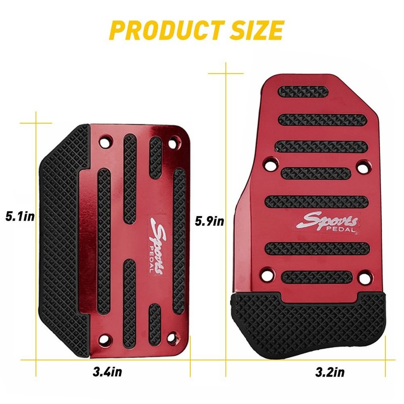 Red Non-Slip Car Gas Automatic Brake Foot Pedal Pad Cover Accessories Universal gallery