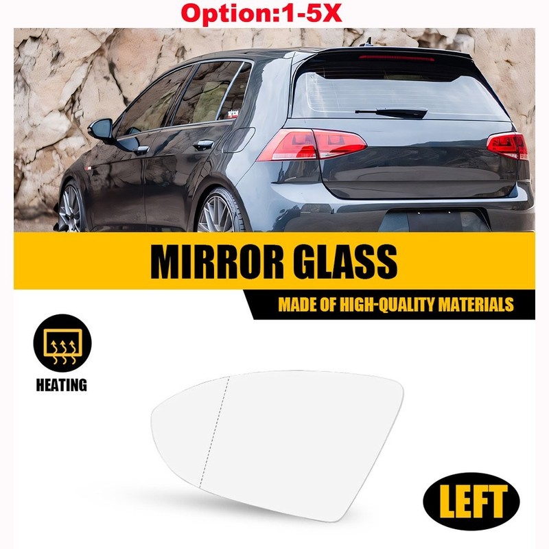 Mirror Glass Heated w/ Backing Plate Driver Side For VW Golf Alltrack 2017-2019
