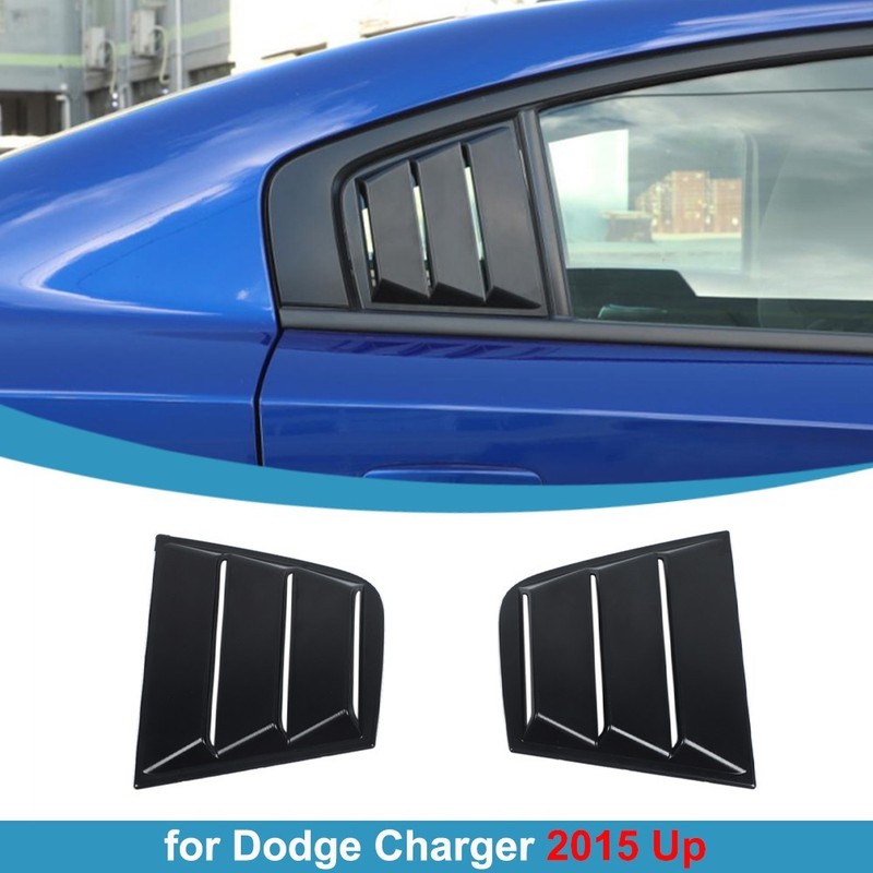 Rear Side Window Blinds Quarter Louver Cover Trim for Dodge Charger 2015+ Black