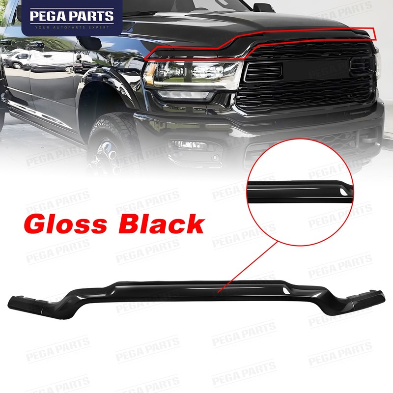For 2019-2026 Ram 2500 3500 Glossy Black Front Bumper Upper Grille Molding Trim