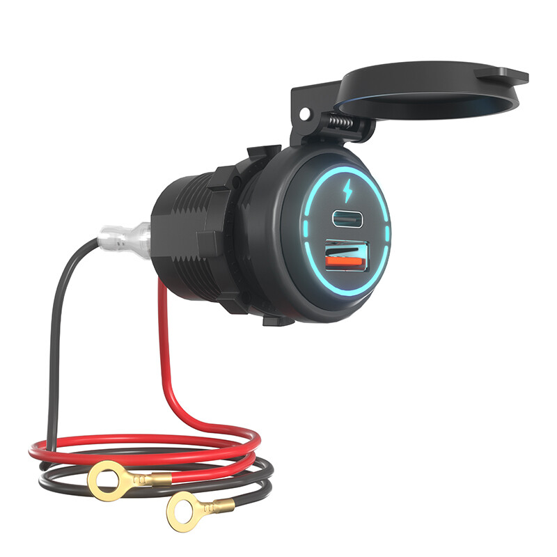 12V/24V Car Cigarette Lighter Socket USB Type C Port Charger Power Outlet LED gallery