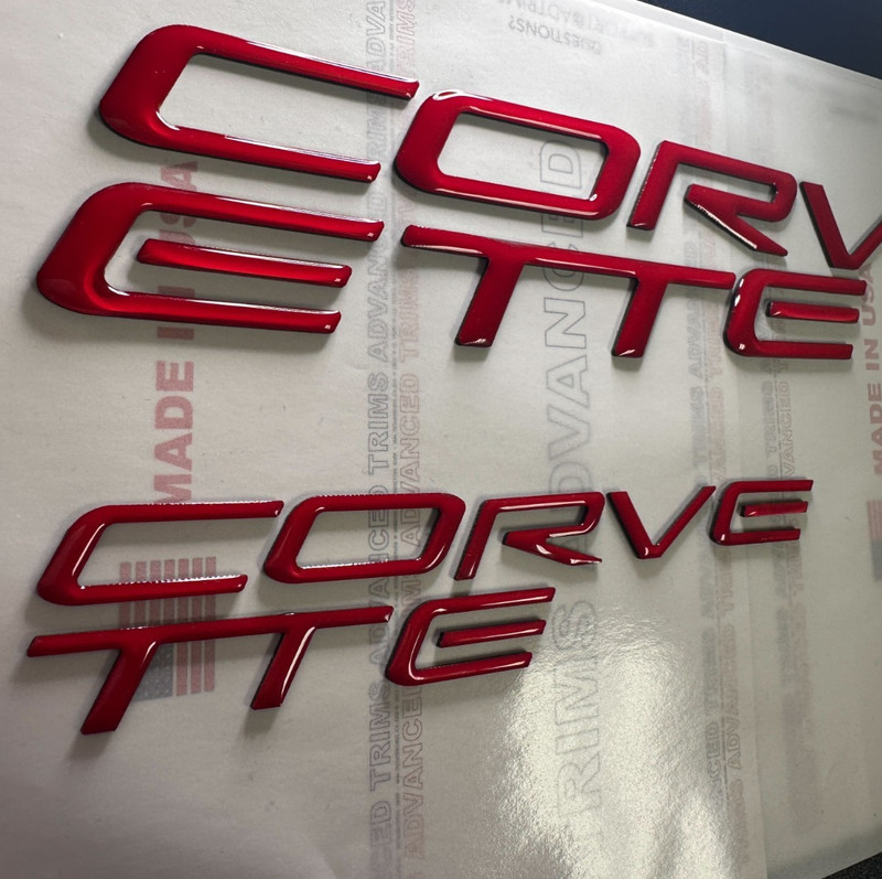 DOMED 3D RED 1/16 RAISED LETTERS FOR C5 CORVETTE 97-2004 FRONT + REAR US MADE
