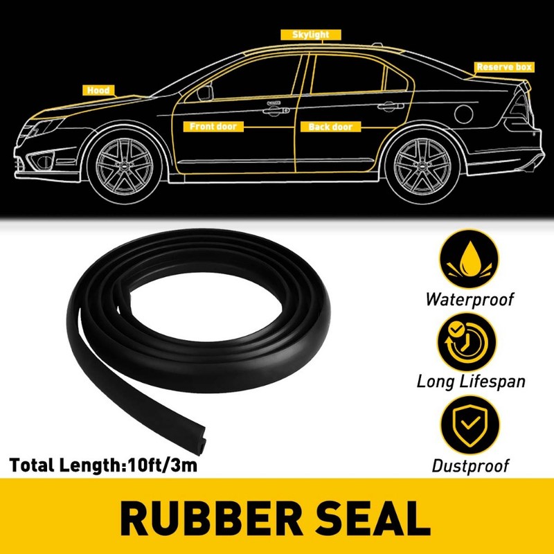 10FT Rubber Strip Seal Weather Window Door Lock Trunk Hood Edge Trim for Car SUV
