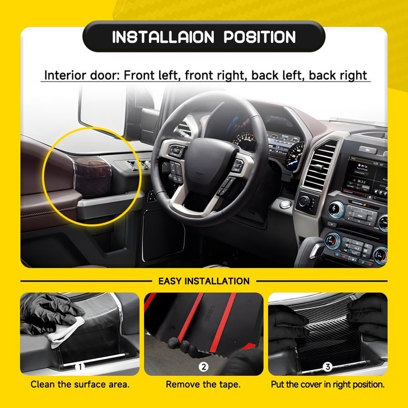 4PCS Interior Inner Door Handle Panel Cover Trim Bezels For Ford F150 2015-2020 gallery