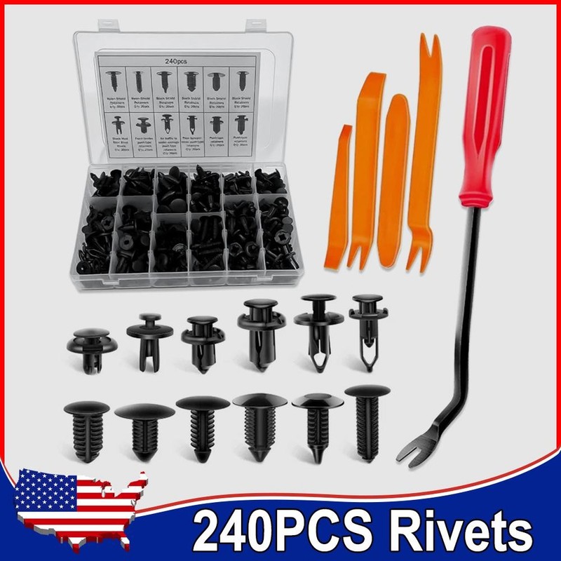 240pcs Auto Car Bumper Retainer Clips Fastener Remover Push Pin Rivet Screw✅USA.
