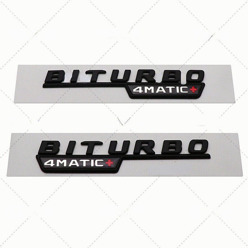 Gloss Black Letters BITURBO 4MATIC+ Fender Emblems Badges for Mercedes AMG