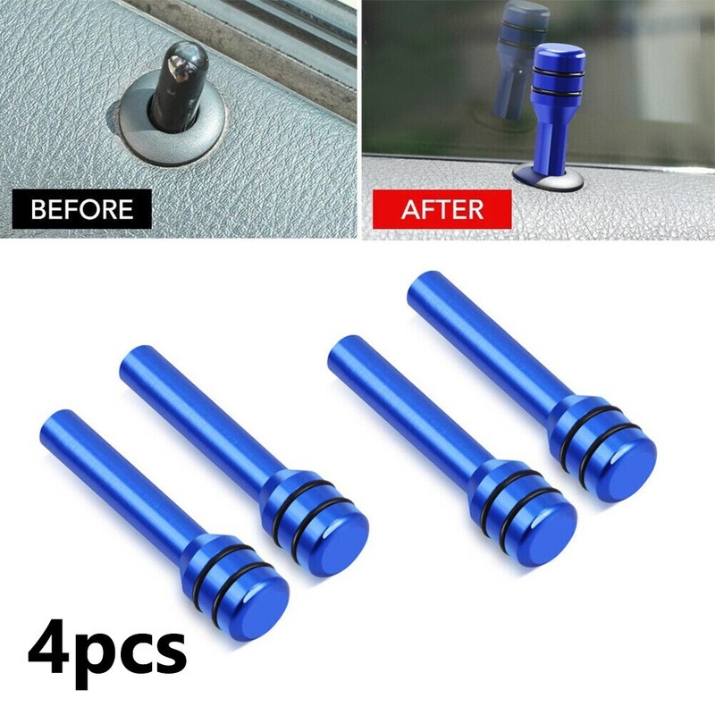 4Pcs Blue Aluminum Car Interior Door Lock Knob Pins For Car Truck Auto Parts