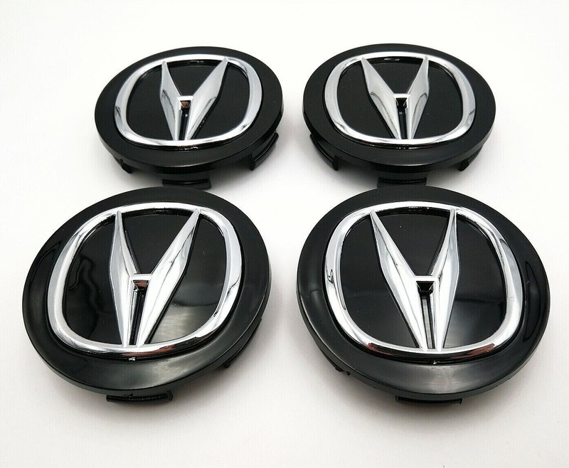 4x Black with Chrome Logo Wheel Center Hub Caps Fits For Size 69mm/2.71″
