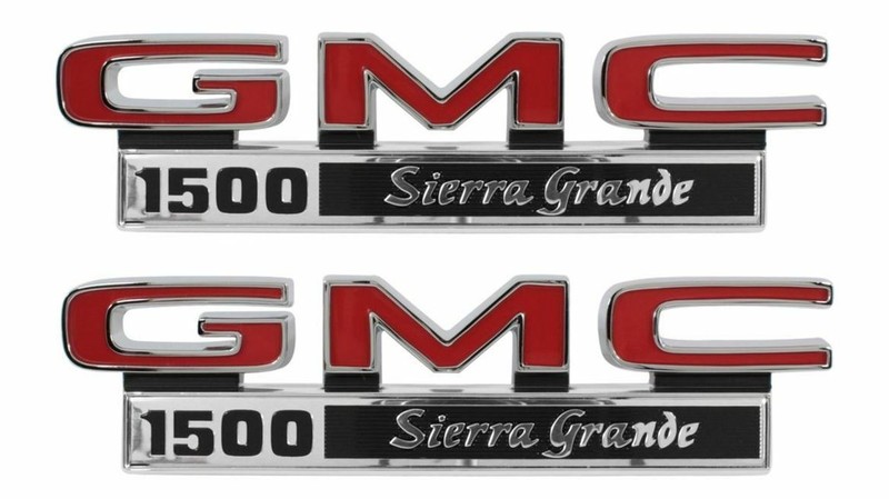 Trim Parts Fender Emblem Set 1971-1972 GMC Sierra Grande Truck Made in the USA