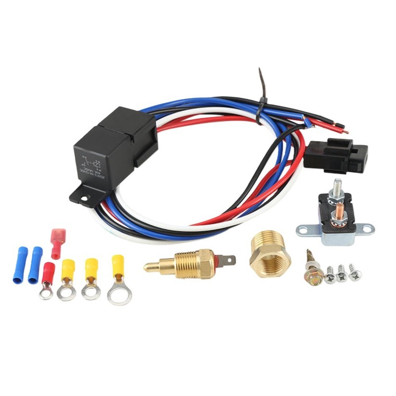 Radiator Fan Control Relay Kit DC12V 24V with Integrated Temperature Switch