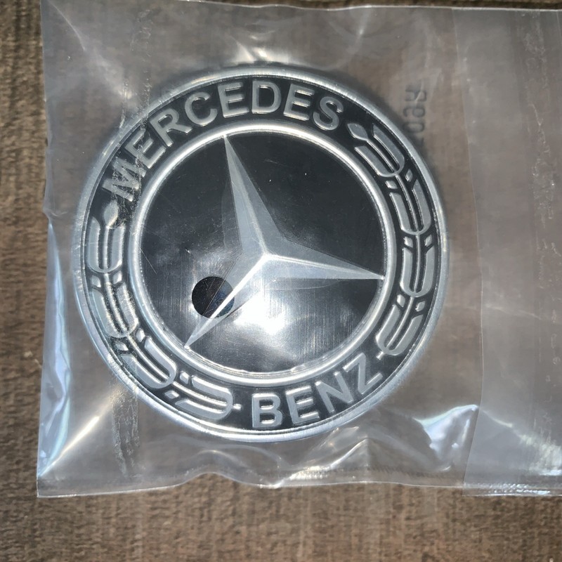 Mercedes Benz Silver & Black Front Hood Flat Emblem AMG Badge LAUREL Logo