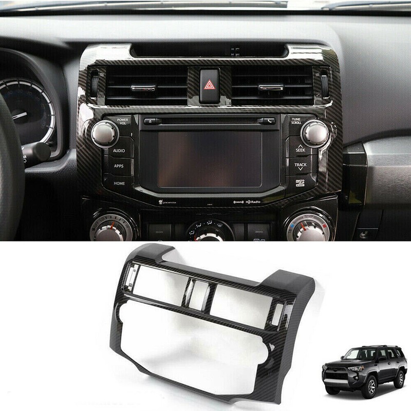 Carbon Fiber Central Console Navigation Frame Cover Trim Bezels for 4Runner 10+