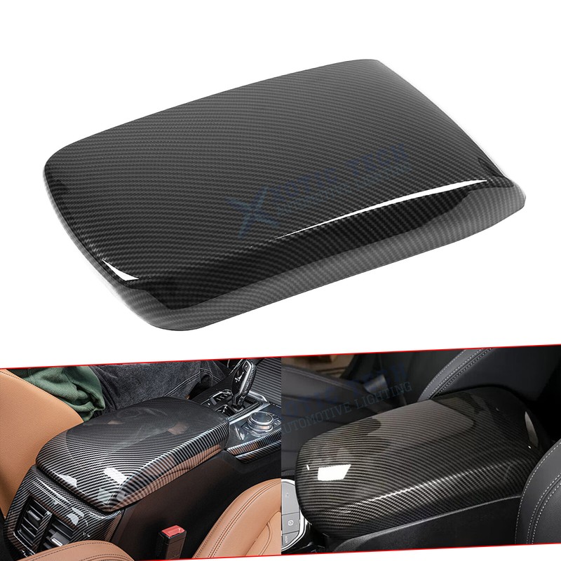 Center Console Armrest Lid Cover For BMW X3 G01 X4 G02 2019-2024 Carbon Style