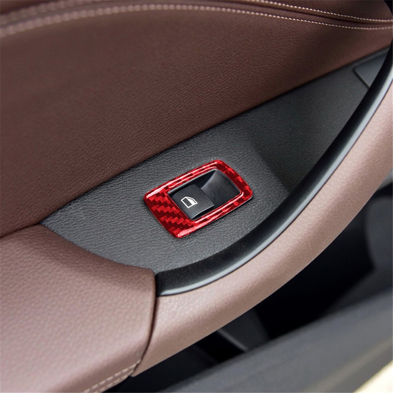 16pcs For BMW X1 F48 2016-18 Red Carbon Fiber Door Panel Interior Trim Set gallery