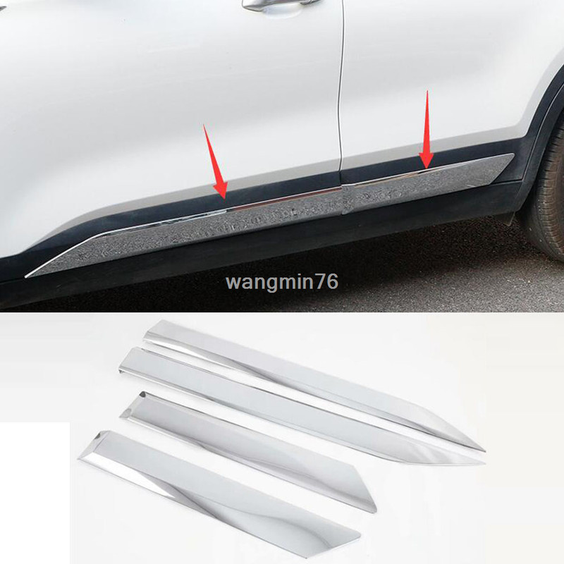 4pcs ABS Chrome Body door Side Trim sill Cover strip For Kia Seltos 2020-2021