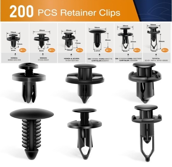 200pcs Universal Car Fender Clips Plastic Push Bumper Retainer Rivet Fastener Ki gallery